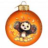 КУ-80-234126 - Елочная игрушка шар стеклянная "Чебурашка 2" д8см, ручная художественная роспись, подарочная упаковка (Россия)