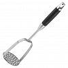 AIO-AA1615 - Картофелемялка из нержавеющей стали "Палисандр" 34,5х8,7х7,5см, усиленная, ручка со вставкой из красного дерева, отверстие для подвешивания (Китай)