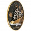 BLP343 - Панно настенное металлическое "Морское путешествие" д60см, h2-6см, декоративное, объемное, черный/золотой, ручная работа, в коробке (Китай) ДОПУСКАЮТСЯ: небольшие потертости, вкрапления, неровности.
