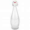  - Бутылка стеклянная бугельная крышка "Жираф" 1л, д9,5см, h31,5см, горло д2см, основание д7,5см, форма круглая, фактурный декор (Китай)