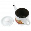 С-2707П2/4Рч - "Итальянская кухня" Чайник эмалированный 1л, д12см, h10,2см, металлическая крышка с пластмассовой ручкой-кнопкой, металлическая фиксированная ручка (Россия)