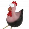  - Скульптура-фигура для сада полистоун "Курочка" 9,5х8х13,5см, ноги-веревки 25см, выемка д3,5 h2см, черный/розовый (Китай)