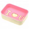  - Мыльница настольная пластмассовая "I love you" прямоугольная, 13х9х3,4см, цвета микс, в п/эт пакете (Китай)