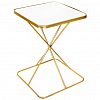 JX2808 - "ДМ" Дизайнерский стол в стиле лофт 40х40см h55см, металлический каркас, порошковая матовая эмаль под золото, столешница - зеркальная (Китай) 