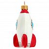ФУ-775 - Елочная игрушка фигурка стеклянная "Космическая ракета" h10см, ручная художественная роспись, подарочная упаковка (Россия)