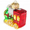ФУ-607/1 - Елочная игрушка фигурка стеклянная "Паровоз" h6см, ручная художественная роспись, подарочная упаковка (Россия)