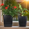 5PL0767 - Горшок для цветов пластмассовый "Квадрат-Гранд," 12,6л, 25,5х25,5х27см, с поддоном, черный (Россия)