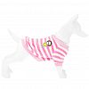 6050 - "Пэт тойс (Pet toys)" Одежда для собаки "Толстовка на меху" "Полосатик" с принтом, р-р 2XL, длина спинки 42см/обхват груди 48см/обхват шеи 32см, цвет-розово-белый, искусственный мех (100% полиэстер) (Китай)