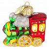 ФУ-607/1 - Елочная игрушка фигурка стеклянная "Паровоз" h6см, ручная художественная роспись, подарочная упаковка (Россия)