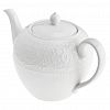 MU3102 - "Русь" Чайник заварочный фарфоровый 1л, д13,5см h12,2(15,8)см, белый, рельефный декор, в коробке (Китай)
