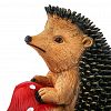 F1318 - Скульптура-фигура для сада из полистоуна "Еж средний с грибом" 19х26х33см (Россия)
