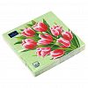 37415 - Салфетки бумажные "Art Bouquet" 33х33см, 3-х слойные, 20 штук в упаковке, 100% целлюлоза, "Тюльпаны на зеленом" (Россия)