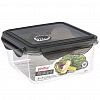 431179813 - Контейнер для продуктов пластмассовый 1,15л "Brilliant", 16х16х8см, квадратный, герметичный, ручки-клипса, черный, подходит для СВЧ, Phibo (Россия)