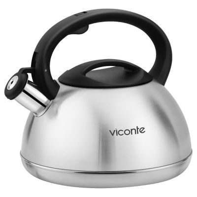 Чайник из нержавеющей стали "Viconte" 3л, со свистком, фиксированная бакелитовая ручка, курковый механизм, индукционное дно, подарочная коробка (Китай) Подходит для всех видов плит, включая индукционную!