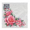 25670 - Салфетки бумажные "Bouquet de Luxe" 24х24см, 3-х слойные, 25 штук в упаковке, 100% целлюлоза, "Дикая роза NEW" (Россия)
