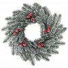 173.12 - Декоративный венок "Елка с ягодой" д38см, с ягодками, пластик, зеленый патина (Россия)