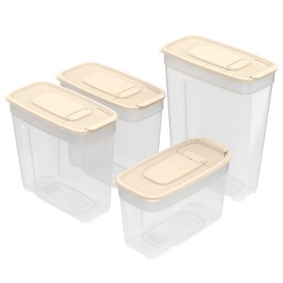Контейнеров для сыпучих продуктов пластмассовый, набор 4 штуки: 1л, 1,4л 2шт, 1,8л, полипропилен, слоновая кость (Россия)