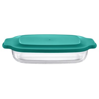 Форма стеклянная для запекания "Kelli" 2,9л, 34,4х22,3х6,1см, прямоугольная, жаропрочное стекло, пластмассовая крышка (Китай) Можно мыть в посудомоечной машине