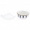  - "Травы" Салатник-контейнер фарфоровый 640мл, д14,8х6,9см, круглый, с деколью, отводка, пластмассовая крышка, герметичная, с клипсами, с силиконовым уплотнителем (Китай)