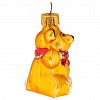 ФУ-137/2 - Елочная игрушка фигурка стеклянная "Медвежонок с бантом" h6см, красный, ручная художественная роспись, подарочная упаковка (Россия)