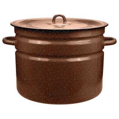 Бак эмалированный 20л, цилиндрическая форма, металлическая крышка, коричневый рябчик (Россия)