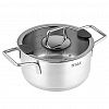TR-11032 - Кастрюля из нержавеющей стали "Сascade" 2л, д18см, h9-13,5см, s0,6мм, дно д16,5см, s2,9мм, стеклянная крышка со стальным ободом и сливом, пароотовод, капсулированное дно, полировка внешняя - матовая, внутренняя - матовая, ручки из нержавеющей стали н