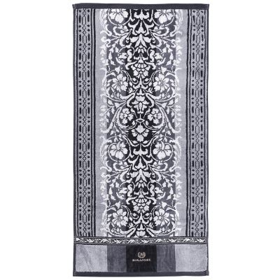 "Missoni-3025" Полотенце махровое 50х90см, плотность 375гр/м2, 100% хлопок, велюр, серый (синий), Bolangde (Китай)