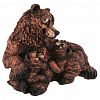 F1366    - Скульптура-фигура для сада из полистоуна "Медведица с двумя медвежатами лежит" 27х22х25см (Россия)