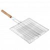 KD19-065 - Решетка для гриля из нержавеющей стали 23х21х3см, общая длина 44,5см, круглая деревянная ручка, "Малая" (Китай)