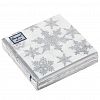57873 - Салфетки бумажные "Bouquet de Luxe" 24х24см, 3-х слойные, 25 штук в упаковке, 100% целлюлоза, "Снегопад Серебро" (Россия)