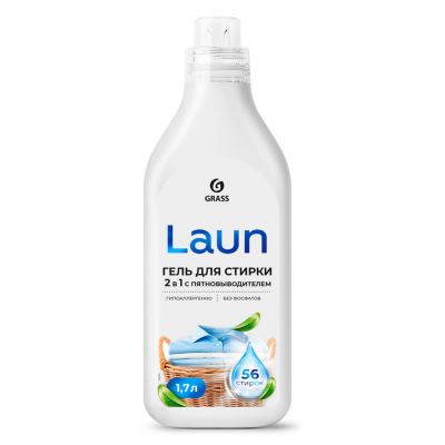Гель для стирки белья 2в1 "Laun" 1,7л, концентрат, гипоаллергенно, пятновыводитель, биоразлагаемый, "Grass" (Россия)