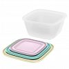 АП 197 - Контейнер для продуктов пластмассовый "Прованс", набор 3 шт: 0,6л, 1л, 1,7л, полипропилен, подходит для СВЧ (Россия)