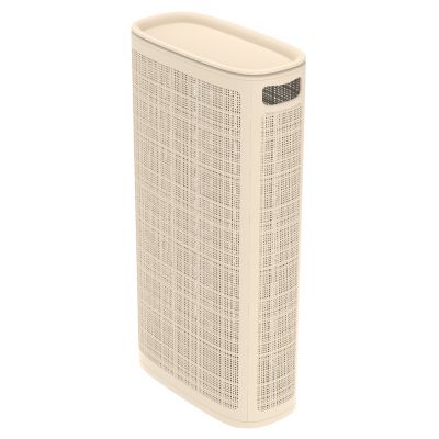 Корзина для белья пластмассовая "Лен" 60л, 43х20х80см, сборная, с крышкой, полипропилен, слоновая кость (Россия)