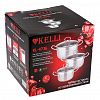 KL-4736 - Набор кастрюль из нержавеющей стали "Kelli" 3 предмета: 2л, 2,6л, 3,6л, стеклянная жаропрочная крышка, пароотвод, ручки из нержавеющей стали, 5-ти слойное капсульное дно, цветная коробка (Китай) Подходит для всех видов плит, включая индукционную.