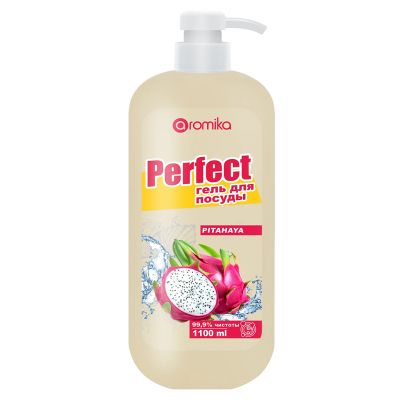 Гель для мытья посуды "Perfect" 1,1л, 10х7х24см, густое средство, питахайя (Казахстан)