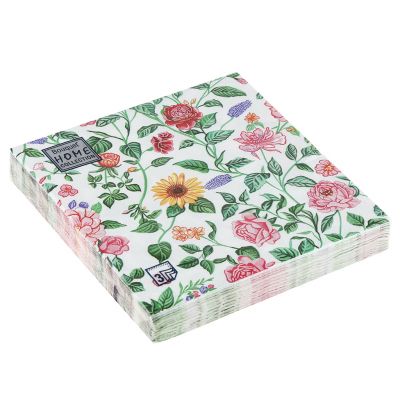 Салфетки бумажные "Bouquet Home Collection Classic" 33х33см, 3-х слойные, 20 штук в упаковке, 100% целлюлоза, "Цветочный калейдоскоп" (Россия)