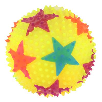 Игрушка для собаки "Мяч с шипами" д7,5см, круглый, ПВХ, с пищалкой, светящаяся, цвета микс, "Пэт тойс (Pet toys)" (Китай)