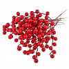 172.105 - Декоративная ветка "Ягода" 26,5см, д1,3см, тройная, пенопласт, красный (Россия)