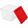 221100406/03/04 - "Asti" Контейнер для продуктов пластмассовый 1л, 12,4х12,4х10см, квадратный, красный, подходит для СВЧ (Россия)