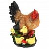 ФП1153 - Скульптура-фигура для сада из полистоуна "Курица коричневая с 4-мя цыплятами" 36х30х24см (Россия)