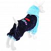 6070 - "Пэт тойс (Pet toys)" Одежда для собаки "Комбинезон" "I ♥ Mama/Papa" с капюшоном, с принтом, на кнопках, р-р 2XL 48-50см, длина спинки 38см/обхват груди 48см/обхват шеи 38см, цвет-синий с голубым, плюш (100% полиэстер) (Китай)