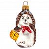 ФУ-553 - Елочная игрушка фигурка стеклянная "Ежик" h9см, ручная художественная роспись, подарочная упаковка (Россия)