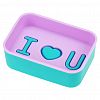  - Мыльница настольная пластмассовая "I love you" прямоугольная, 13х9х3,4см, цвета микс, в п/эт пакете (Китай)