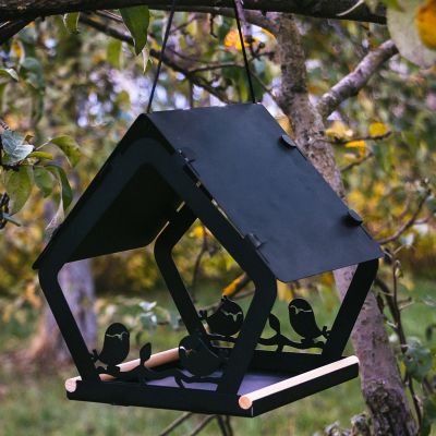 Кормушка для птиц металлическая "Птичий дворик" 28,5х20х37см, черный (Белоруссия)