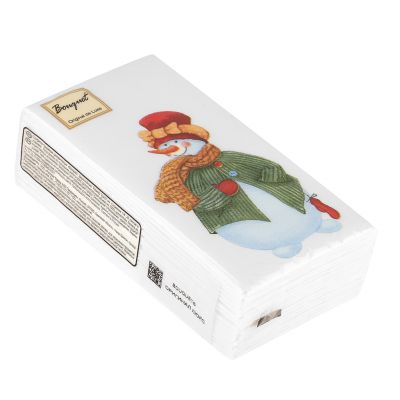Салфетки бумажные "Bouquet Original de Luxe" 33х33см, 2-х слойные, 20 штук в упаковке, 100% целлюлоза, "Забавные снеговики" (Россия)