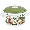 6RD201M - "Вкусный компот" Кастрюля эмалированная 4л, д22см, h13см, цилиндрическая форма, металлическая крышка, белый (Россия)