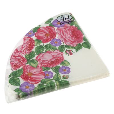Салфетки бумажные "Art Bouquet Rondo" д32см, 3-х слойные, 12 штук в упаковке, 100% целлюлоза, "Розы" (Россия)