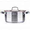 TR-17353 - Кастрюля из нержавеющей стали "Experience" 2,9л, д20см, h10,3см, s0,6мм, дно д18,7см, s4мм, стеклянная крышка с широким силиконовым ободом и сливом, пароотовод, капсулированное дно, полировка внешняя - матовая, внутренняя - матовая, ручки из нержавею
