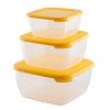54500 - Контейнер для продуктов пластмассовый "Лайт" набор 3 шт: 1,5л - 17х17х8,5см, 0,95л - 15х15х7,5см, 0,46л - 12х12х5,5см, подходит для СВЧ (Россия)
