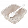 8123 - Ланч-бокс для продуктов пластмассовый "Эко дом" 0,55л, 14х14см h8,5см, с ложкой 13см, крышка прозрачная, с клипсами, с уплотнителем, цвета в ассортименте: бежевый, розовый, голубой (Китай) Пластик с добавлением пшеничных волокон.